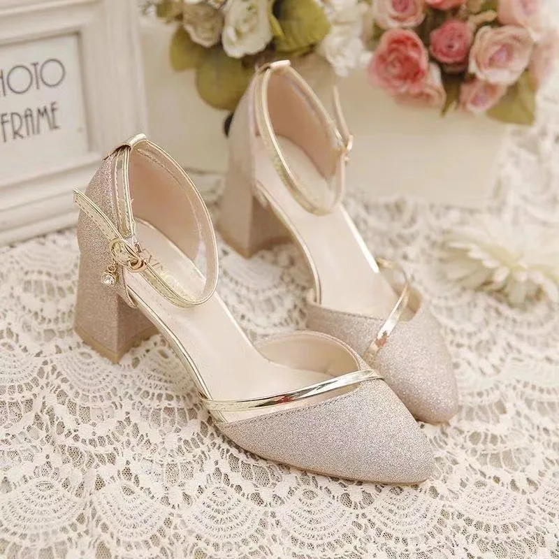 2024 neue Frühling Sommer Schwarz Mode Schuhe mit hohen absätzen Hochwertige frauen Silber Hochzeit Schuhe mit hohen absätzen frauen Party Pumpe