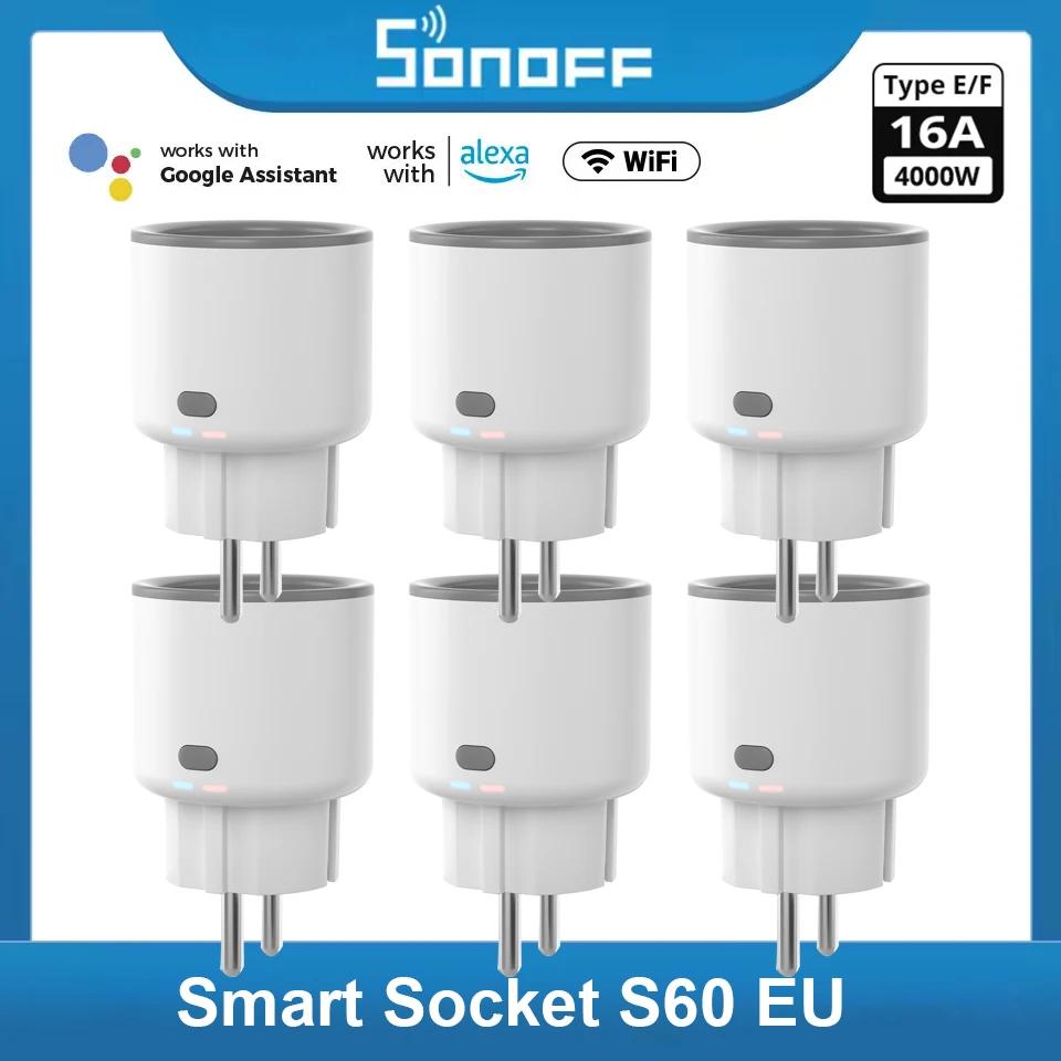 SONOFF S60 EU WiFi Steckdose Smart Home Stecker Power Monitor Steckdose Stimme/eWeLink Fernbedienung Alexa Google SmartThings Szene Image