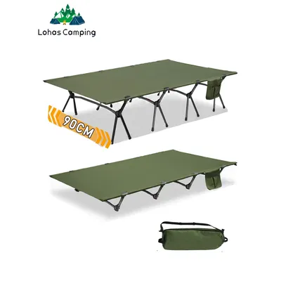 Lohascamping 90cm widen Camping cot Ultralight Portable High-low dual-purpose folding Bed Backpacking Travel hiking Sleeping Cot