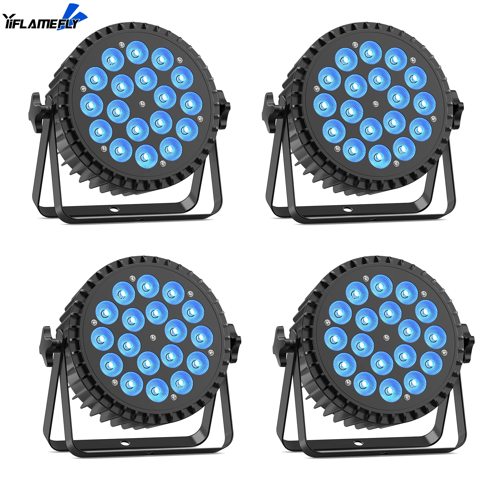 Yiflamefly 4 Stücke 180 Watt 18 LED Par Bühne RGBW Disco Licht Party Licht Mit DMX512 Steuerung LED-strahler Für Party Club Bar Hochzeit Image