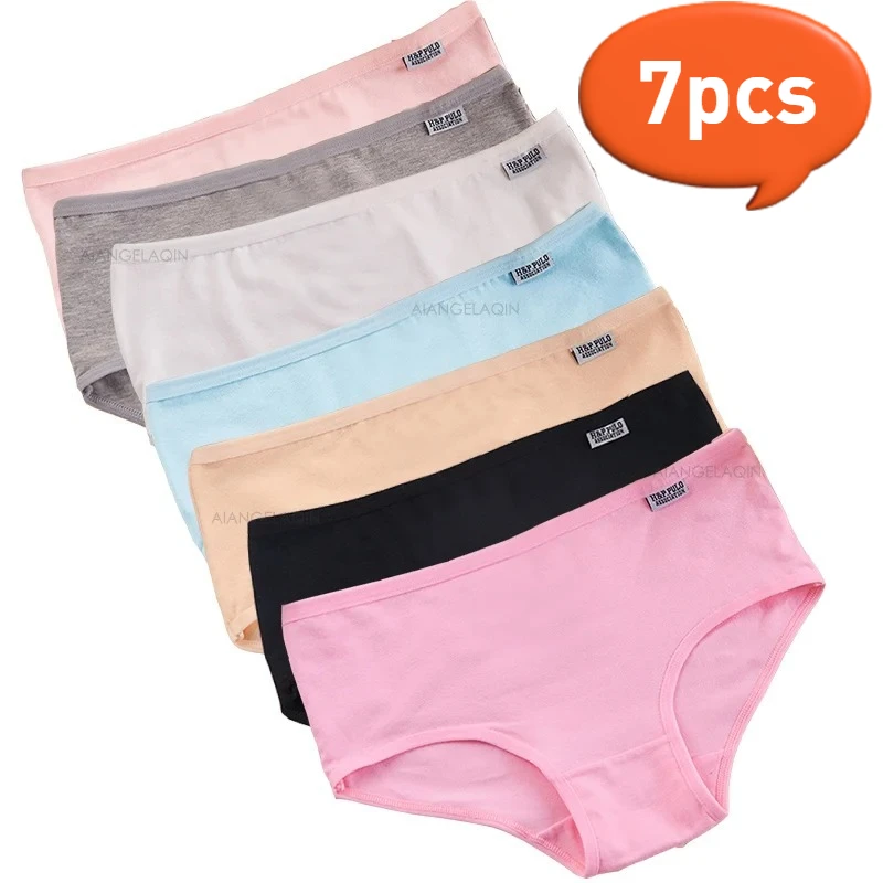 7 Teile/los Baumwolle Höschen Frauen Sexy Unterwäsche Plus Größe Slip Mädchen Komfort Weiche Dessous Weibliche Nette Unterhose Damen Pantys Image