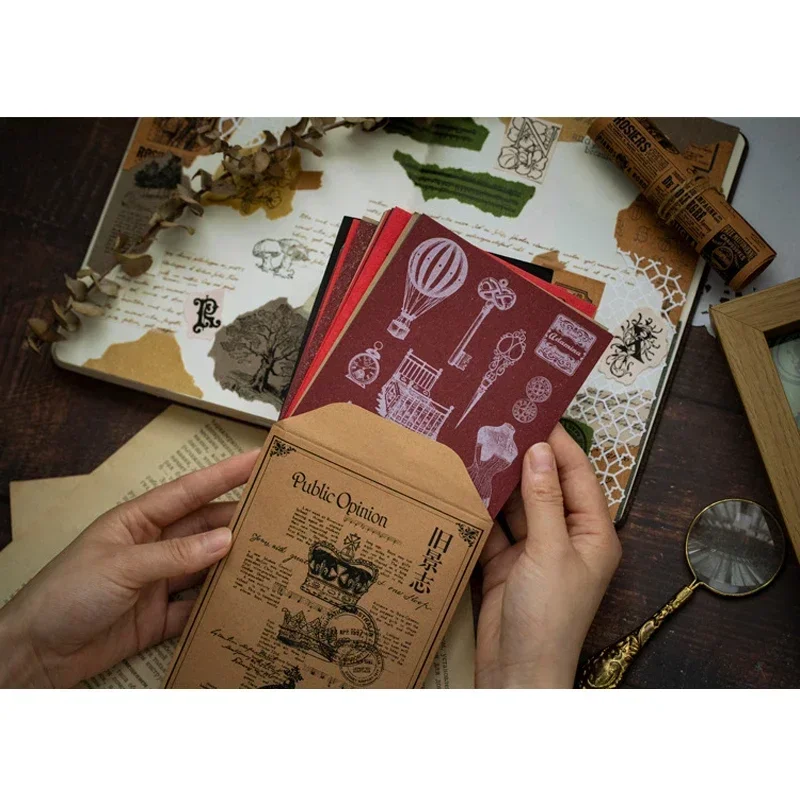 15-teiliges ästhetisches Vintage-Serie-Scrapbook-Papier-Set mit 2 Retro-Themen, Dekor für Journal-Bastelprojekte Image