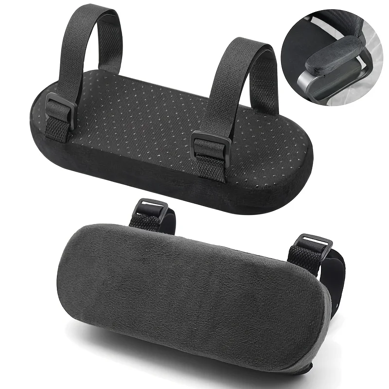 2 Stück Bürostuhl-Armlehnenkissen – ergonomische Ellenbogenkissen mit atmungsaktivem, perforiertem Design, verstellbaren Trägern und weicher Polsterung Image