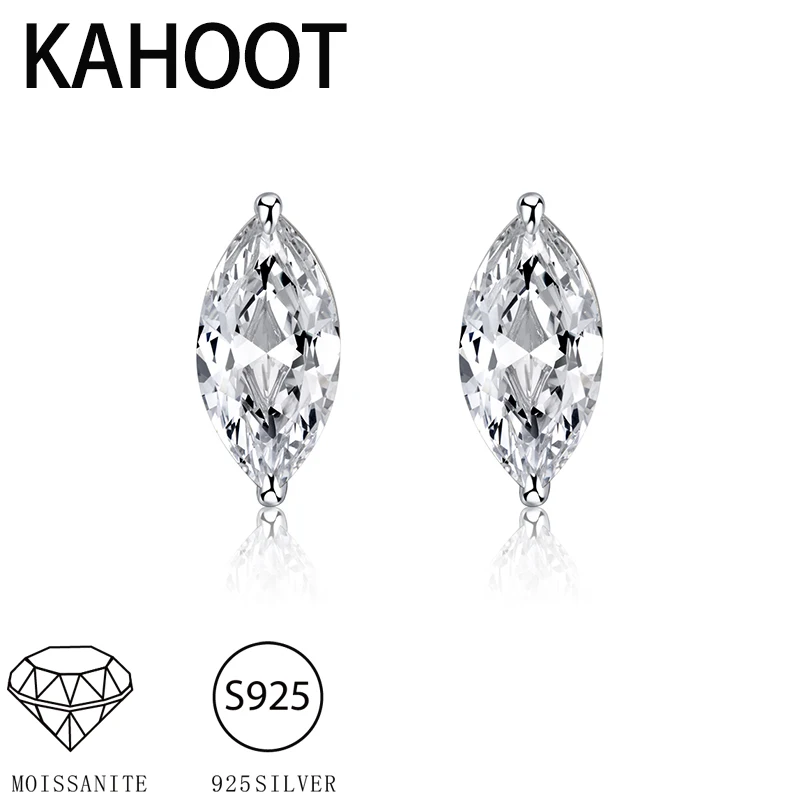 Ein Paar 925 Silber 1 Karat Marquise Moissanit Einfache Elegante Herren- und Damen-Partnerohrringe Image