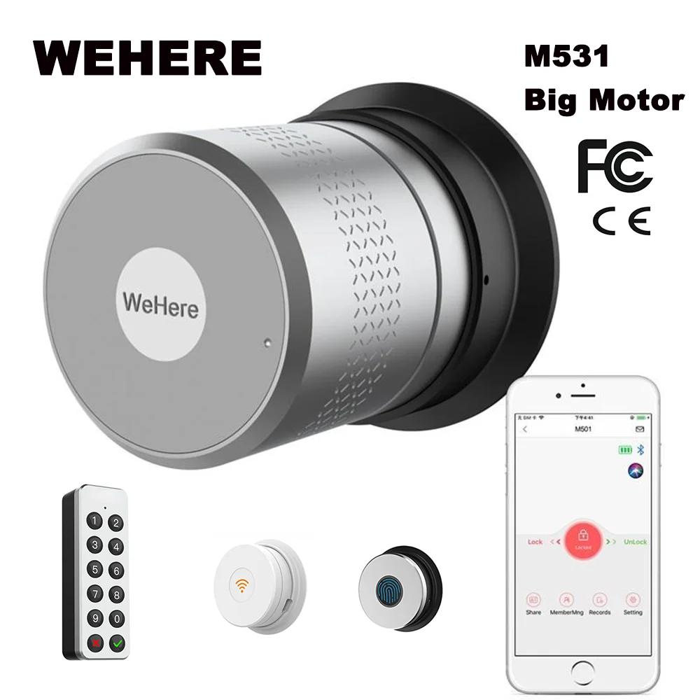 M531 Tuya Wehere APP Smart Türschloss Digitale Elektronische Schloss Fernbedienung Original Zylinder Cut Schlüssel Schalter Smart Home Image