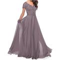 Elegantes A-Linien-Mutter der Braut Kleid Herz-Ausschnitt und Falten Bodenlang Kurzarm Polyester
