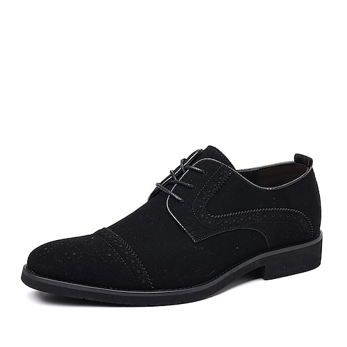 Herren Oxfords Brogue Spaziergang Britisch PU Leder Wildleder Atmungsaktiv Bequem Rutschfest Schnürung Dunkelbraun Schwarz Blau Herbst Winter Image