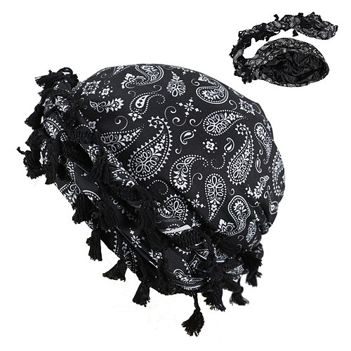 Herren Beanie Mütze Beanies Schwarz Gelb Polyester Quaste Gemütlich Alltagskleidung Ausgehen Paisley-Muster Winddicht Image