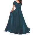 Elegantes A-Linien-Mutter der Braut Kleid Herz-Ausschnitt und Falten Bodenlang Kurzarm Polyester