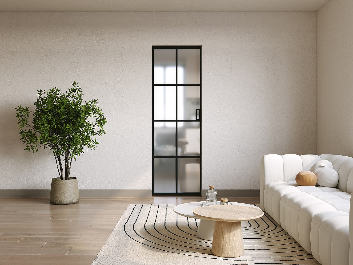 Porta scorrevole con sistema a incasso H205 x L73 cm in Alluminio e Vetro temperato smerigliato - WILDEN II