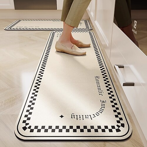 Einfache Teppich Küchenmatte rutschfeste ölbeständige Bodenmatte Wohnzimmer Teppich Innen Außen Matte Schlafzimmerdekoration Badezimmermatte Eingangs Teppich Fußmatte Image