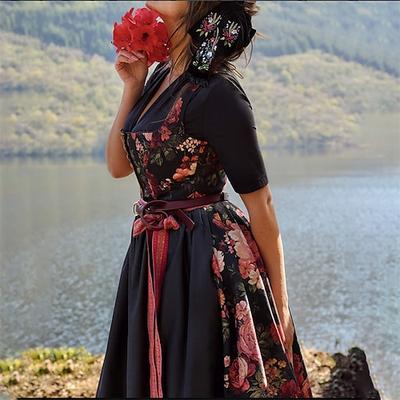 Karneval Oktoberfestbier Kostüm Kleid Dirndl Trachtenkleider Dienstmädchen Bayerisch Deutsch Wiesn Damen Karneval Bier Festival Stoff im traditionellen Stil Kleid Schürze Image