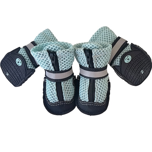 Mesh-Hundeschuhe, Haustierstiefel, atmungsaktive Hundeschuhe für kleine Hunde, wasserdichte Haustiersandalen mit rutschfester Sohle und Reißverschluss, langlebiger Haustierpfotenschutz für heißen Image