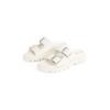 Pantolette TOMMY JEANS "TJW DOUBLE STRAP SANDAL", Damen, Gr. 42, weiß (ivory), Leder, modisch, Schuhe, Plateau, Sommerschuh, Schlüpfschuh mit zwei verstellbaren Schnallen