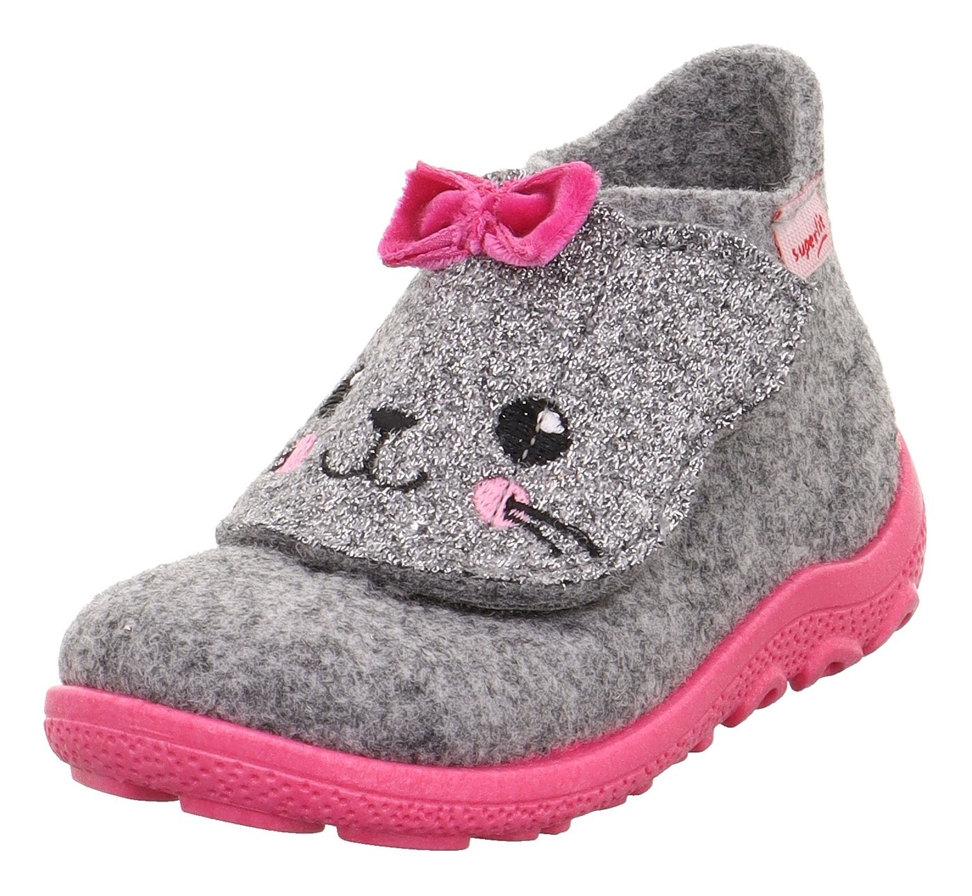 Hausschuh SUPERFIT "HAPPY OCTI WMS: Mittel", Kinder, Gr. 29, bunt (hellgrau, pink), Filz, Schuhe, Babyschuh mit Klettverschluss, Größenschablone zum Download Image