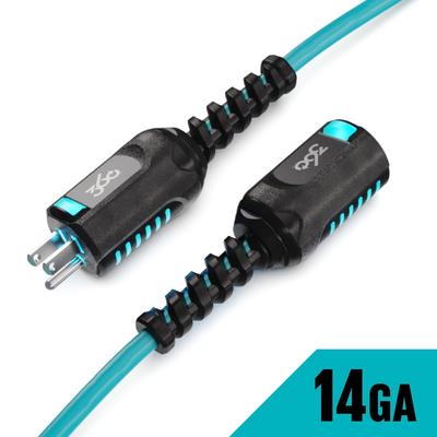360 Electrical Heavy-Duty 25-ft 14/3 PowerFlex Single Outlet Extension Cord w/ Lighted Heads - Aqua/Grey