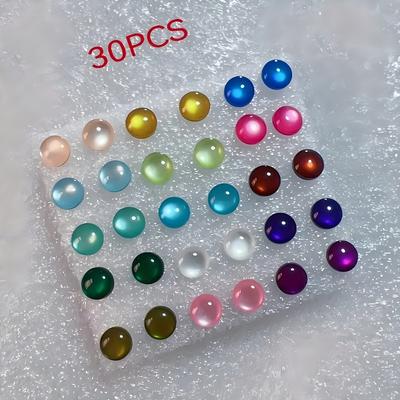 TEMU 30pcs Eye Resin Earrings Set - Cute , Plastic Studs Suitable For Daily And Vacation Wear, Accessory Image