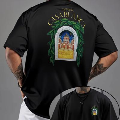 "TEMU Men's Trendy Loose-fit Graphic T-shirt - Casual Summer Short Sleeve Tee With Vibrant Oil Painting Print, Featuring "" & "señuelo" Design, Perfect Gift For Men" Image