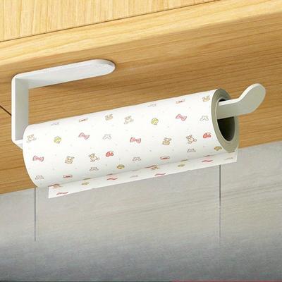 TEMU No-drill Self-adhesive Plastic Paper Towel Holder & Bathroom Towel Ring - Wall-mounted Kitchen & Bathroom Organizer With , Space-saving Design For Hand Towels, Toiletries Image