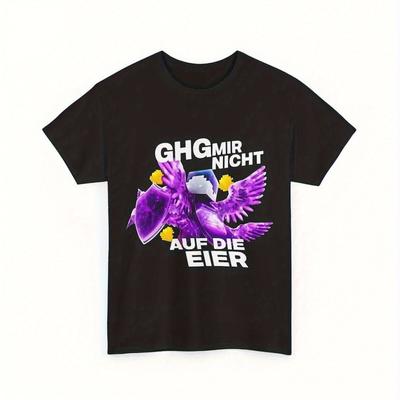 "TEMU Bastighg Merch Men's Graphic T-shirt- Black Casual Round Neck Tee With & "ghg Don't Hit " Print, Machine Washable Regular Fit Streetwear, Apparel, Text Design, Comfortable Clothing" Image