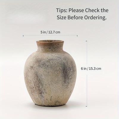 TEMU Creative Coarse Pottery Vintage Bohemian Style Vase Suitable For Japanese B& Art Small Decoration Ornament Clay Flowerpot Display Image