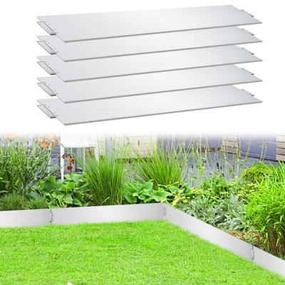 TEMU 5m 15cm Lawn Edging Mowing Edging Garden Path Edging Steel Galvanised Thickness = 1.5mm Snail Defence Metal Goods Plants Silver/black Image
