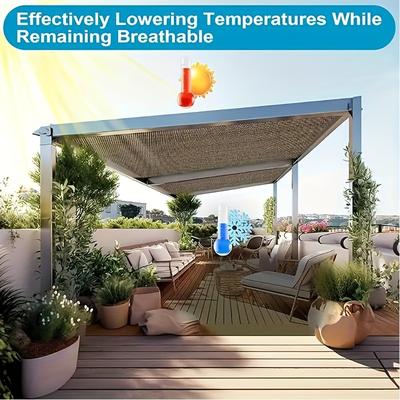 TEMU Heavy-duty Uv Protection Sun Shade Net - Large Outdoor Patio Shade Sail, Thick Pe Material, Wind Resistant, , Garden, Poolside & Backyard Image
