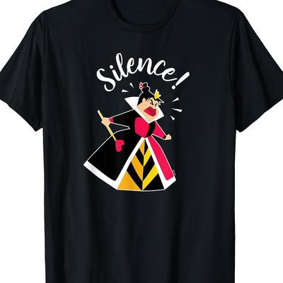 "TEMU Men's Queen Of Hearts "!" Graphic T-shirt - 100% Cotton, Short Sleeve, Casual Fit, Black With Colorful Illustration, Casual Attire, Casual Wear | Character Print Shirt | Durable Fabric, Decor" Image