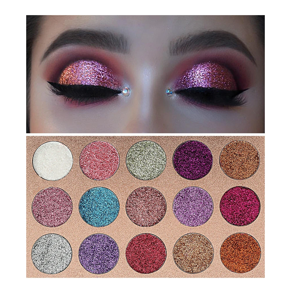 Beauty Glazed Lidschatten-Palette, 15 Farben, Glitzer, Schimmer, mehrere Hauttöne, geeignet für warme, neutrale Lidschatten-Palette für Frauen Image
