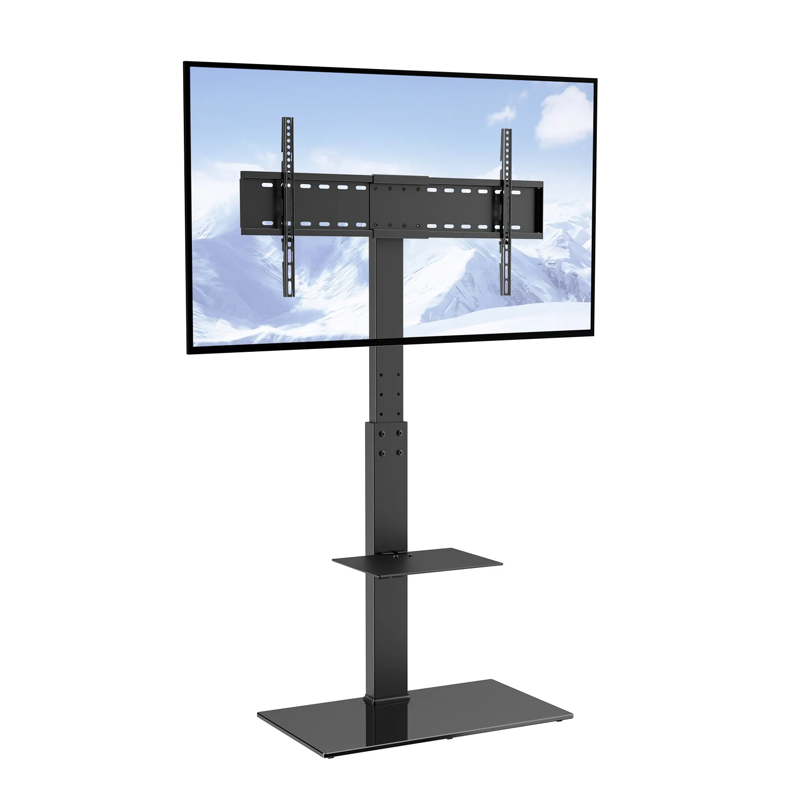 SucceBuy TV-Ständer, drehbarer TV-Ständer für 32–55/65/85 Zoll TV, höhenverstellbar, tragbarer Boden-TV-Ständer, max. VESA 600 x 800 mm