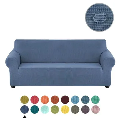 Einfarbige wasserdichte Sofa bezüge elastische Stretch-Dreisitz-Sofa bezug Image