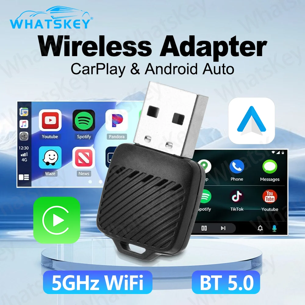 ORIGINALER Adapter für CarPlay & Android Auto Plug & Play - Duale Bluetooth/WiFi Verbindung für Dacia, Dodge, Dongfeng, Fiat, Hyundai, Nissan, Opel, Volkswagen Image