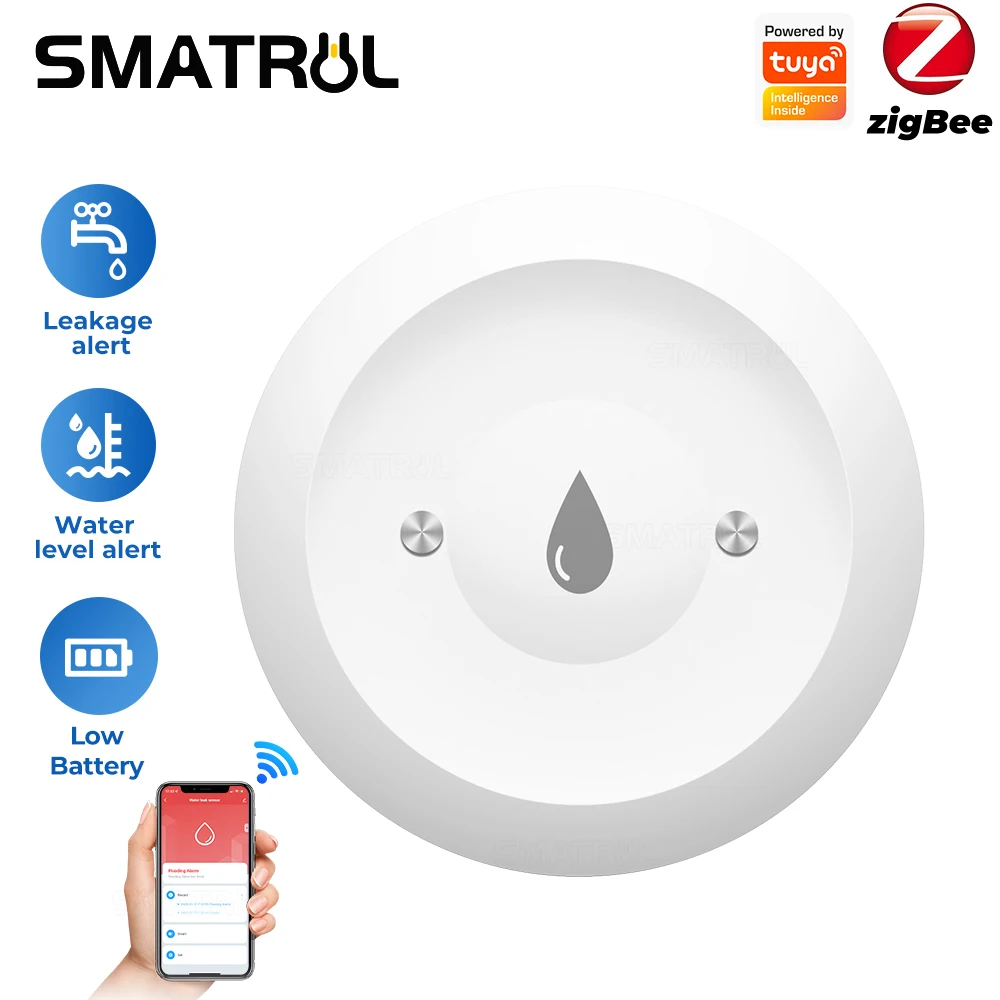 Tuya Zigbee Wasser Leck Sensor IP66 Wasserdichte Wasser Erkennung Outdoor Regen Flut Sensor Für Küche/Badezimmer Smart Leben Alarm Image