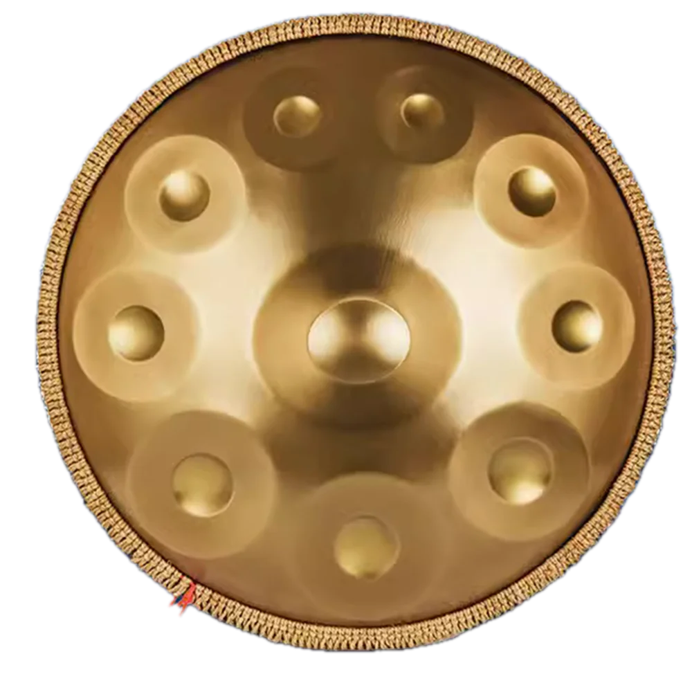 12/14 Noten Handpan Drum in D Minor Kurd 22 Zoll Stahlhandtrommel mit Rand gewebter Rattan-Rucksack Professionelles Geschenk Image
