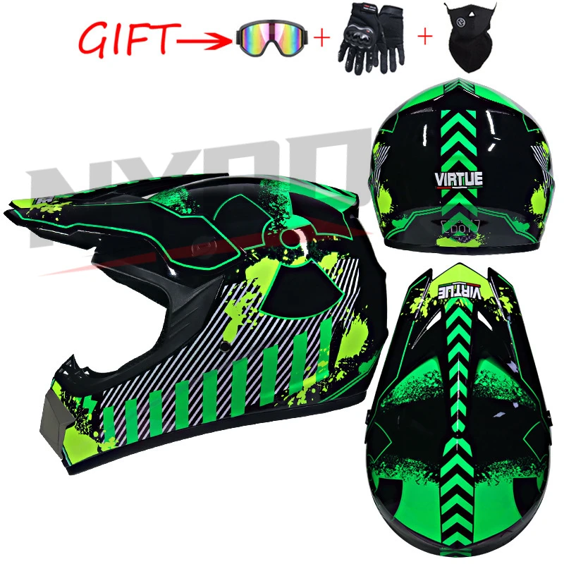 Mann Frau Motocross Motorrad Helm ATV Motocross MTB MTB DH Racing Helm Cross Helm Capacetes Senden 3-teiliges Geschenk. Image