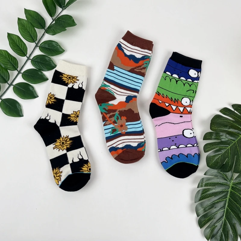 1 Paar Unisex-Socken mit Cartoon-Monster-Aufdruck, trendige, bequeme Mid-Tube-Damensocken, Anzug für alle Jahreszeiten Image