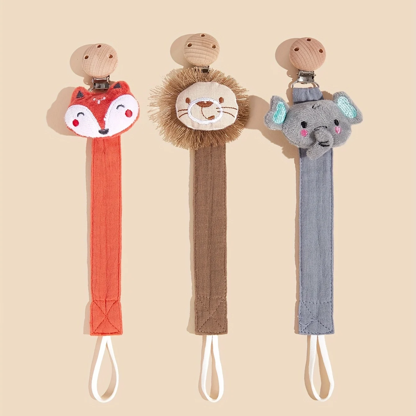 5 Stück/1 Stück Elefanten-Schnullerhalter, Tier-Schnullerketten-Clip, universelle Schnullerkette mit Kunststoffverschluss, ideales Baby-Geschenk Image