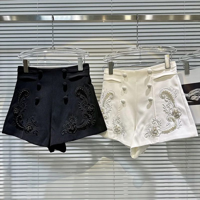 2025 Sommer Neue Restaurierung Stil Perle Nagel Gesticktes Muster Temperament Prominente Elegante Nische Shorts für Frauen Image