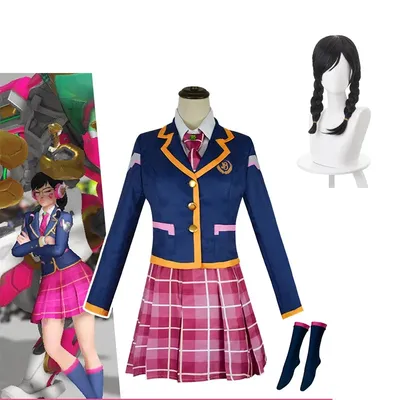 Dva Cosplay Kostüme Spiel Over watch ow Rollenspiel Uniform und Perücke Halloween Karneval Party für Image