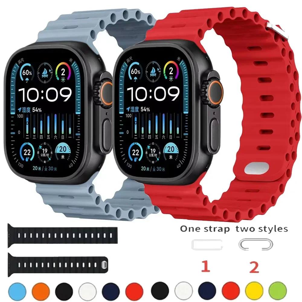 Ocean Silikonarmband für Apple Watch Ultra Band 49 mm 46 mm 45 mm 42 mm 44 mm 40 mm 41 mm Bandarmband iWatch Serie 10 9 8 6 7 5 4 SE Image