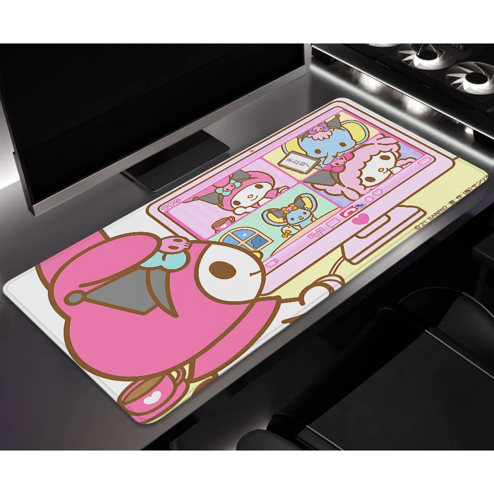 Xxl Mauspad 900 × 400 Over Edge Computer Matte rutschfeste Mauspad Gamer süße Sanrio Gummi Kawaii Melody Mausepad PC Zubehör Image