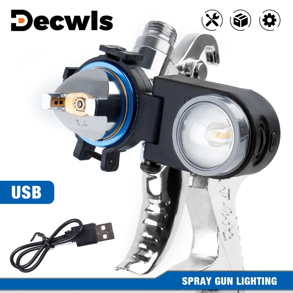 Industrie-grade spritzpistole licht USB lade, haushalt beleuchtung werkzeug, geeignet für spritzpistole licht, kann verwendet werden für 25-48mm düse, 3 farben wechselbar Image