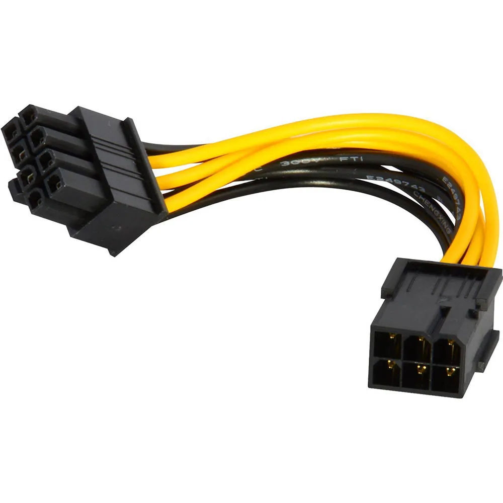 2PCS 6 Pin Feamle a 8 Pin Maschio PCI Express Cavo Convertitore di Alimentazione CPU Scheda Grafica Video Cavo di Alimentazione PCIE da 6 Pin a 8 Pin