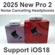 2025 NUOVE cuffie Bluetooth wireless iOS18 ANC Pro 2 con cancellazione attiva del rumore USB tipo C cavo auricolari stereo TWS