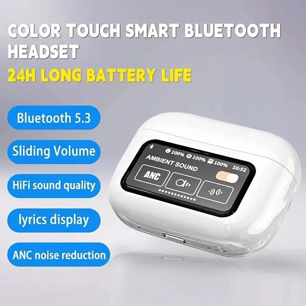 Nuova configurazione Top A9pro Bluetooth LCD Schermo a colori intelligente Riduzione attiva del rumore wireless Cuffie a lunga durata della batteria