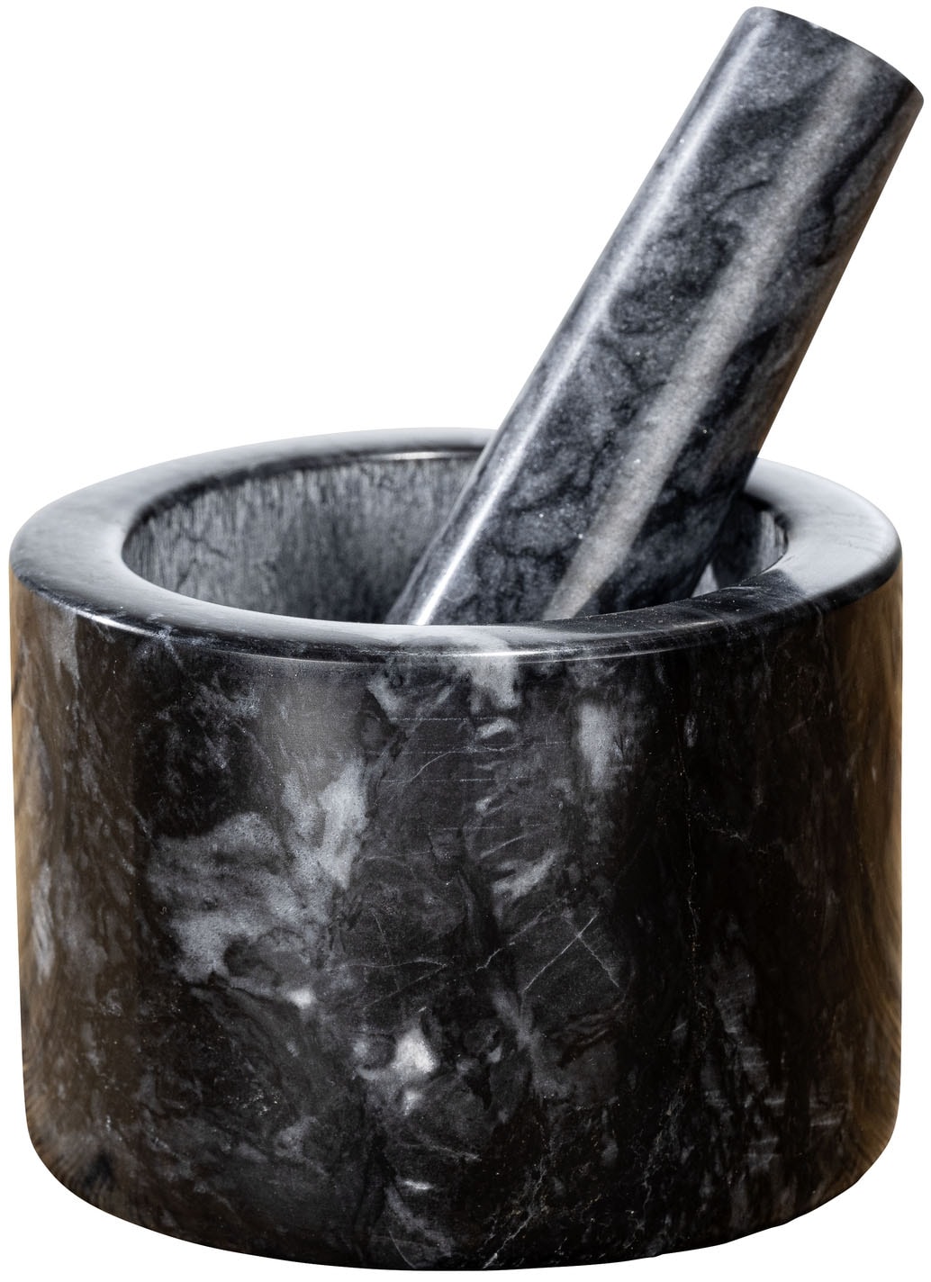 Mörser WENKO "Marmor", schwarz, H:8cm Ø:11cm, Marmor, Mörser, Mörser, mit passendem Stößel, Zerkleinerer für Gewürze und Kräuter