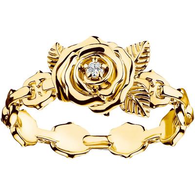 Fingerring THOMAS SABO "Roses Romance, TR2482-414-39-52-60" Gr. 52, gold (gelbgoldfarben, weiß, weiß), Fingerringe, Damen, 52, Silber 925 (Sterlingsilber), 4,5mm, mit Zirkonia (synth.) Image