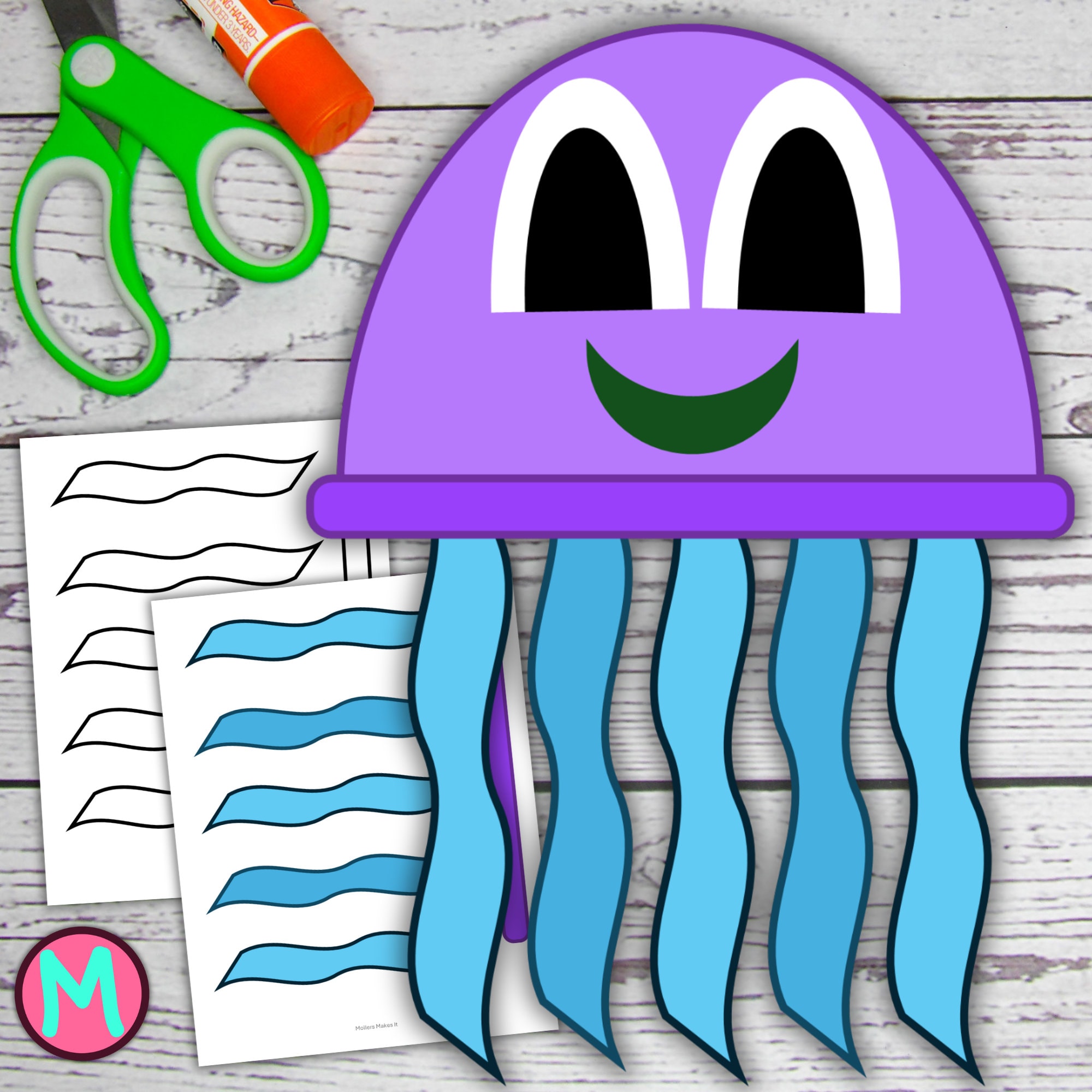 Modello per lavoretto a forma di medusa: lavoretto di carta da ritagliare e incollare (PDF)
