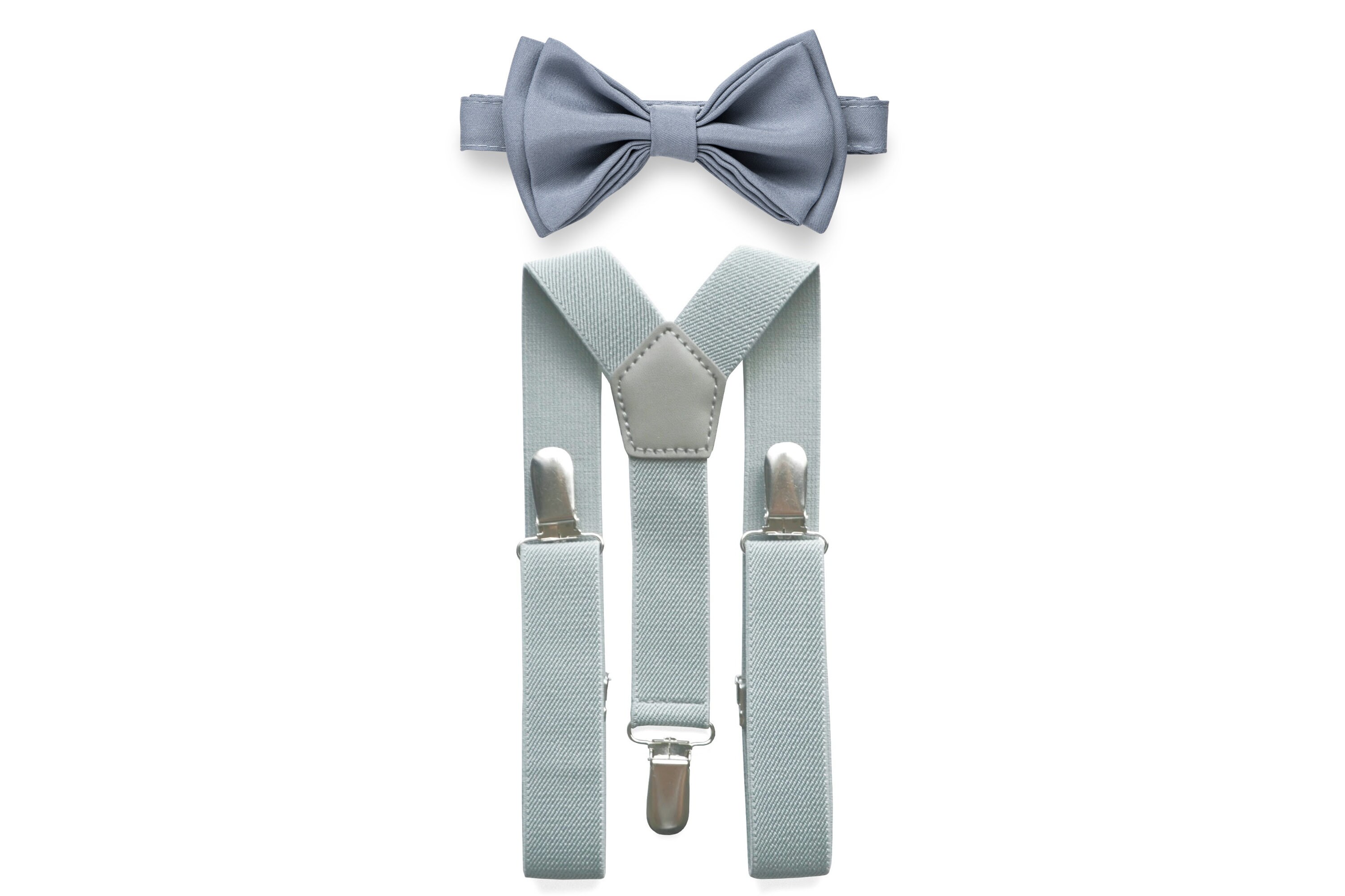 Papillon blu polvere e bretelle grigio chiaro per neonati, bambini, uomini, set di bretelle papillon, bretelle papillon per bambini