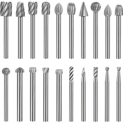 Lablanc - 20 Stück Frässtifte, Hartmetall-Frässtift-Set, HSS-Frässtifte, kompatibel mit Dremel, 1/8 Image